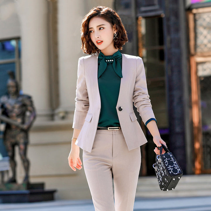 Long-sleeved wool business wear ladies skirt suit