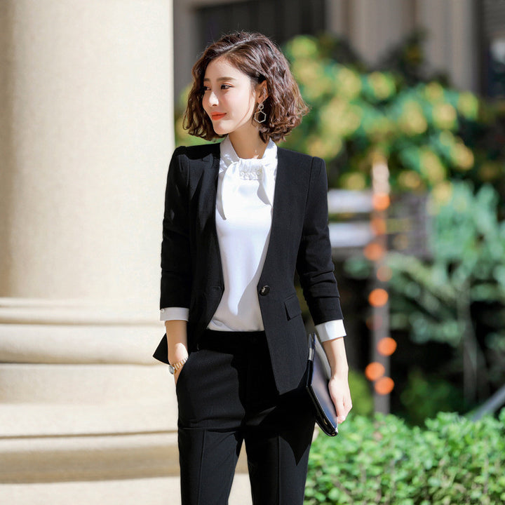 Long-sleeved wool business wear ladies skirt suit