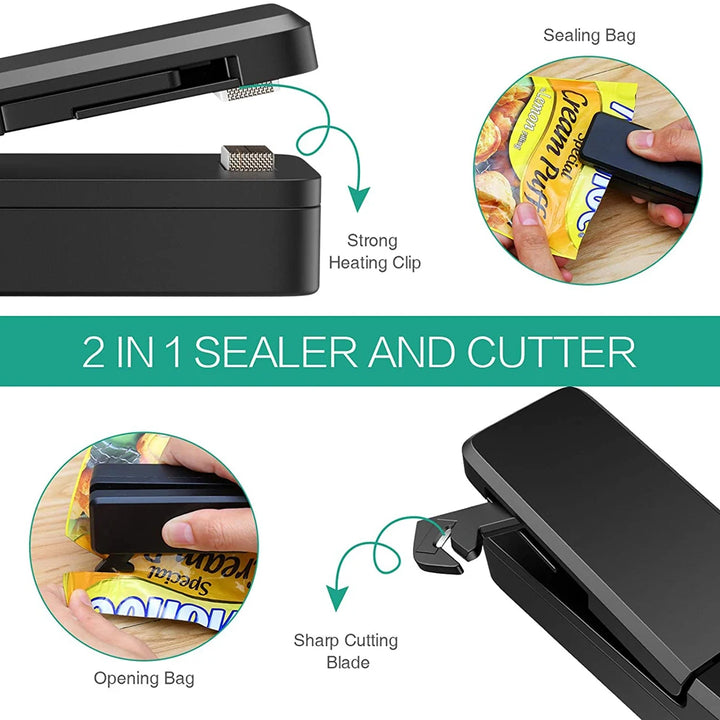 "Snack Saver 2-in-1: Mini Bag Sealer & Cutter! 🔥👜"