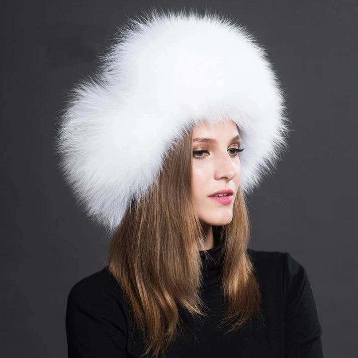 2024 100% Real Fox Fur Hats Women's Russian Ushanka Aviator Trapper Snow Skiing Hat Caps Earflap Winter Raccoon Fur Bomber Hat