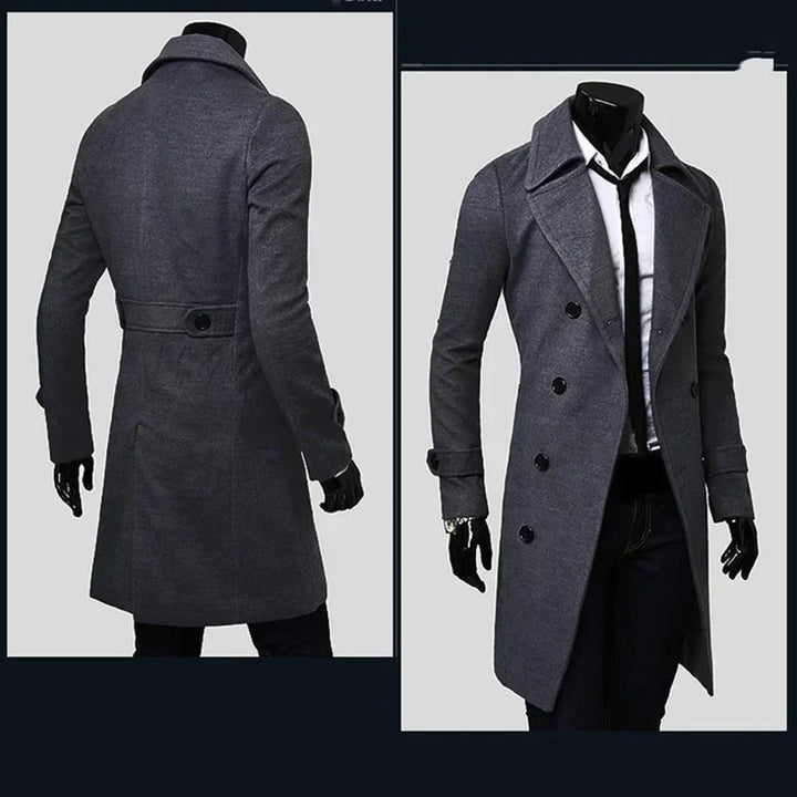 "Stay Sharp in 2023! Men's Stylish Wool Blend Trench Coat 🧥"