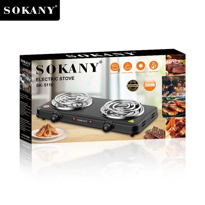 1 Sokany Dual Port Multifunctional Electric Stove, Cooking Electric Stove, Portable, High Power, High Firepower, Easy to Clean