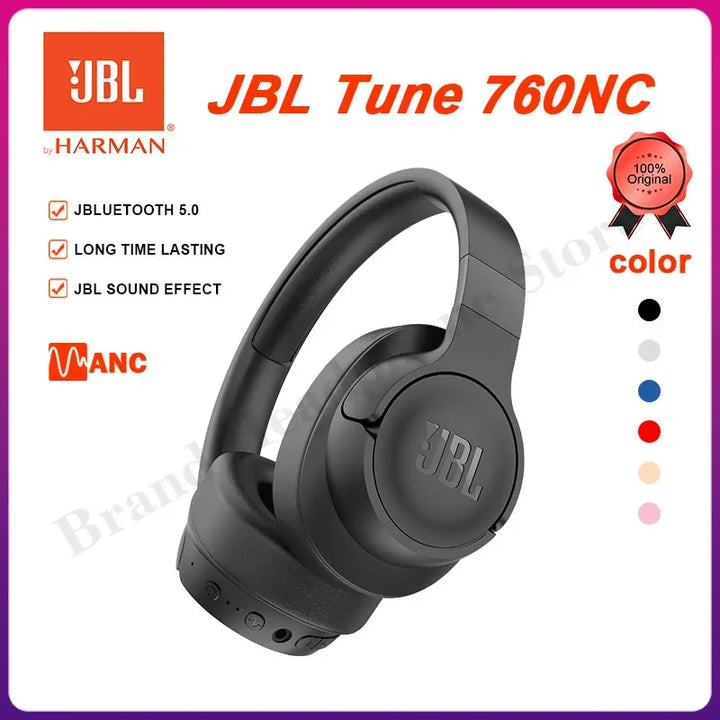 Original JBL Tune 760NC Wireless Bluetooth Headphones Active Noise Cancellation Music Headphone Game Sports T760NC Headset