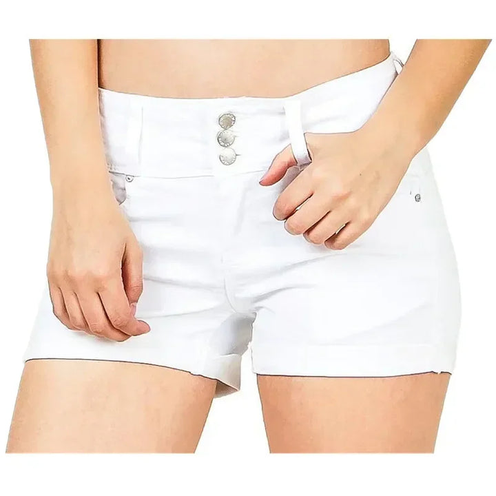 Women's New Summer Fashion Waistband Denim Stretch Fabric Shorts Casual Versatile Street Shorts