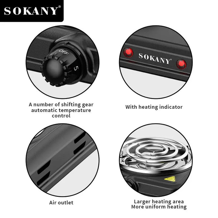 1 Sokany Dual Port Multifunctional Electric Stove, Cooking Electric Stove, Portable, High Power, High Firepower, Easy to Clean