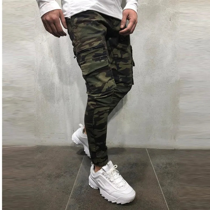 "Camo Joggers: Trendy Men's Fashion 2022! 🍃👖"