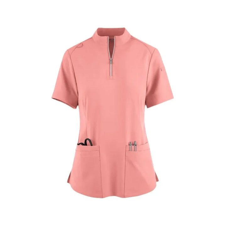 Washing Clothes Female Summer Short-sleeved Operating Clothes Casual Stand Collar Zipper Top Beauty Salon Medico Nurse Uniform