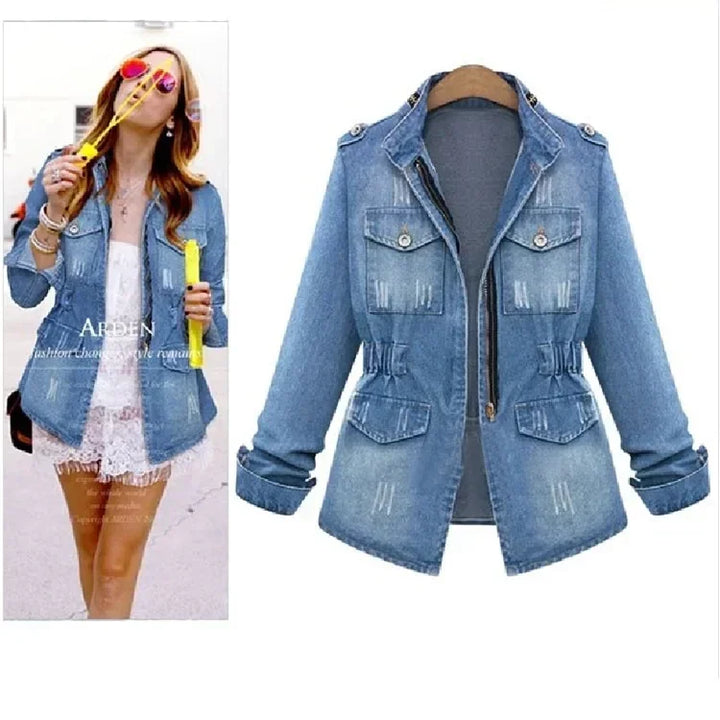 Female  Europe and The United States Women Ladies Denim Jacket Skinny Denim JacketWinter Clothes