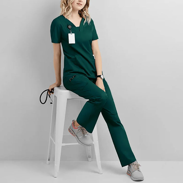 Dental Hospital Set Work Wear Beauty Salon Clothing Elasticity Cotton Spandex Body Nurse Uniform for Women Men Scrubs Suit