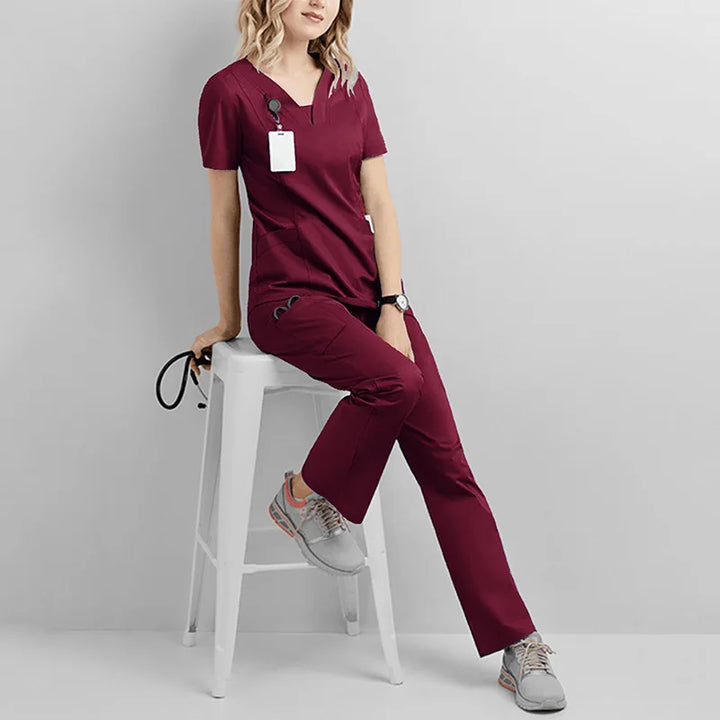 Dental Hospital Set Work Wear Beauty Salon Clothing Elasticity Cotton Spandex Body Nurse Uniform for Women Men Scrubs Suit