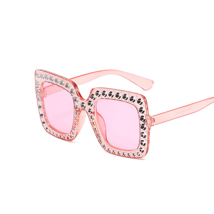 Large Square Frame With Rhinestones Sunglasses Personality Street Style Fashion Glasses Summer